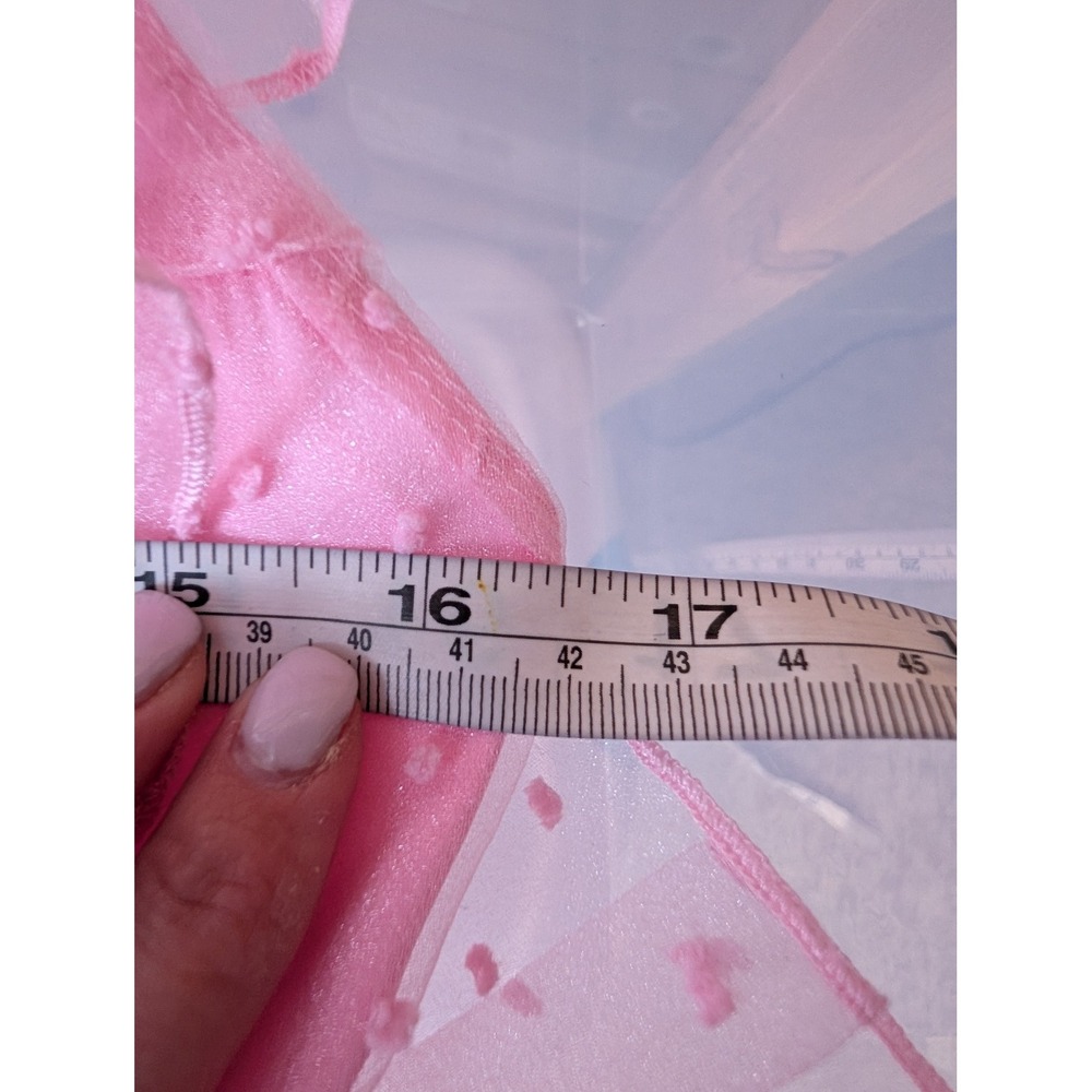 Sugar Thrillz Can't Help Falling Pinafore Dress S Pink Swiss Dot Ruffle Sheer - Picture 10 of 12